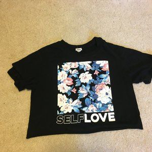GARAGE cropped graphic tee w/ floral design